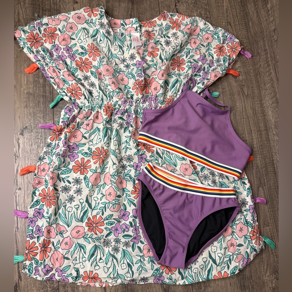 Zella Girls Swimsuit and Cover Up Size 12